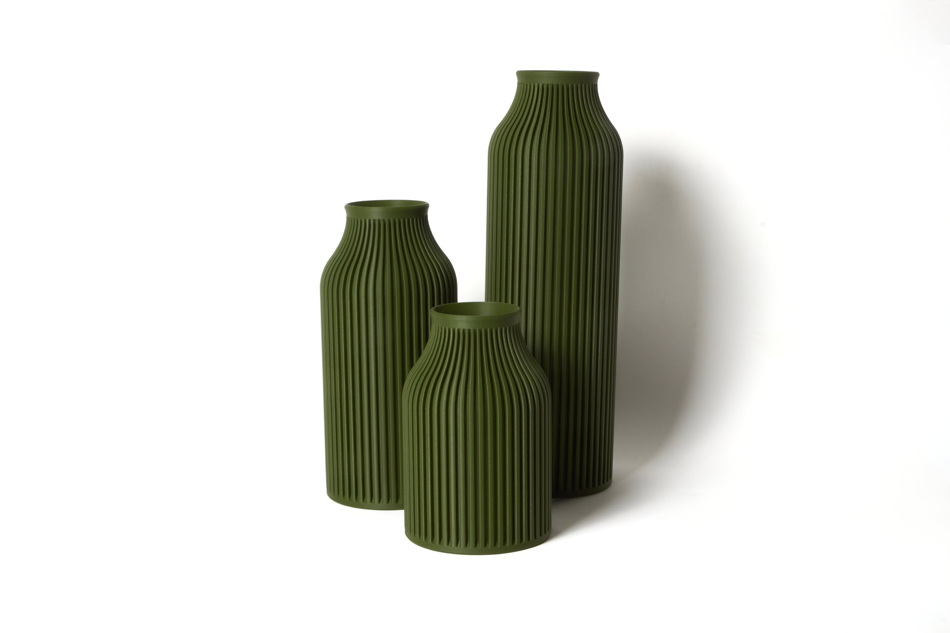 Stria Pampas Grass Vase Set - Forest Green