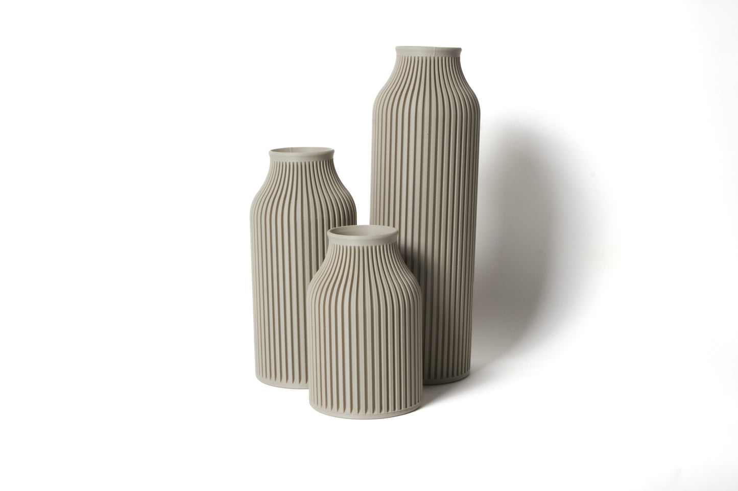 Stria Pampas Grass Vase Set - Muted Ivory White