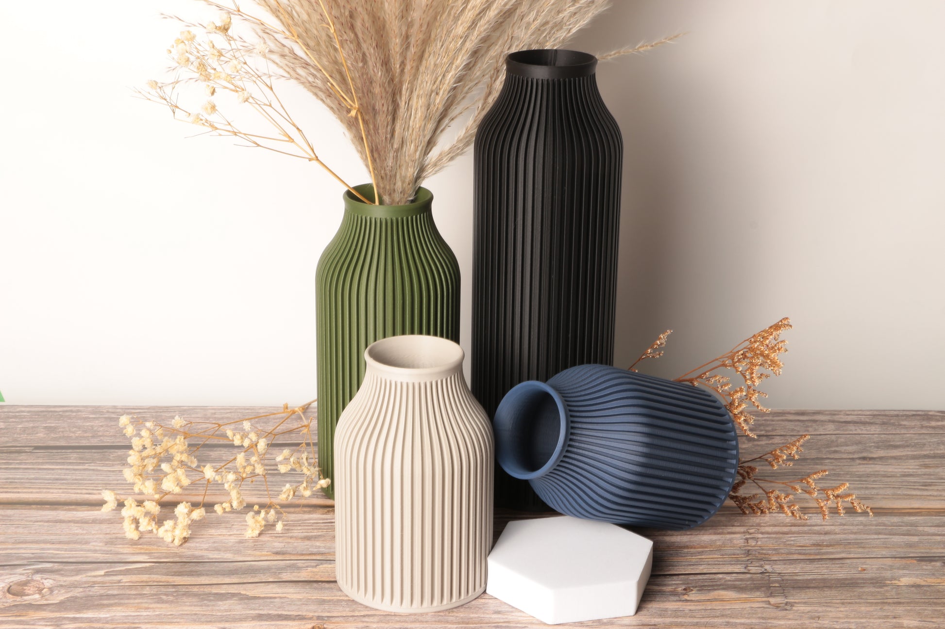 Stria Pampas Vase Set 